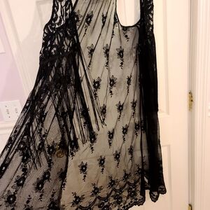 Black Lace Fringe Dress